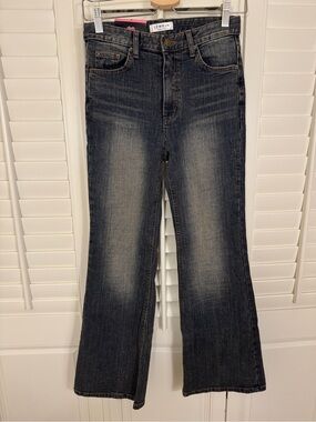 LEWKIN K-Fashion Dark Wash Flare Jeans